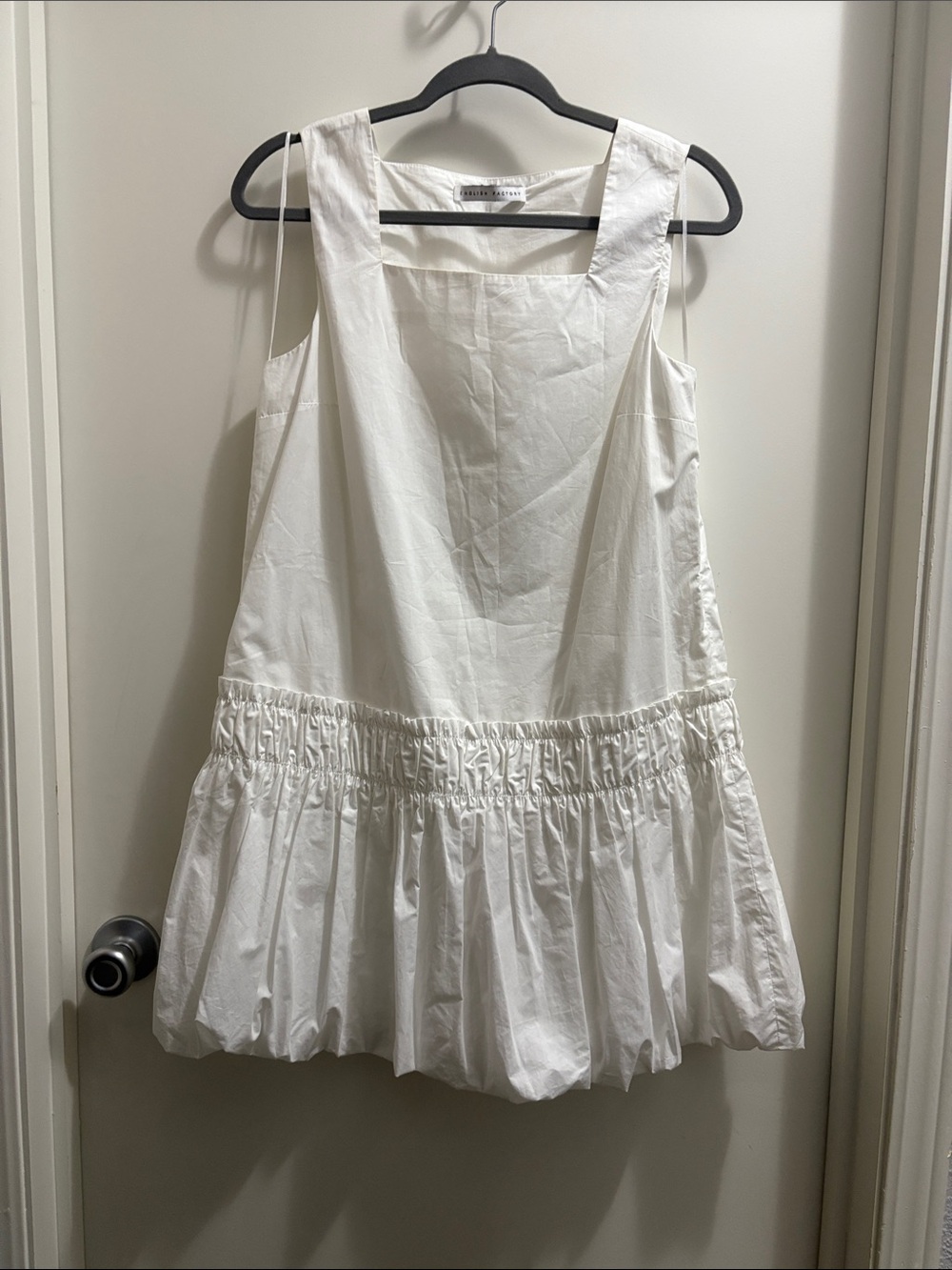 English Factory White Ruffled-Hem Sleeveless Kids Dress